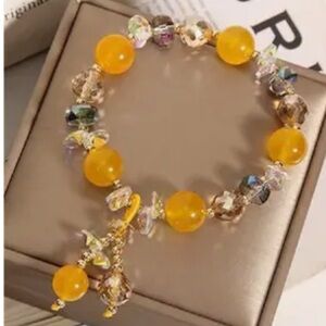 Elegant Hand made Boho Style Sea Blue Artificial Gemstone Beaded Bracelet